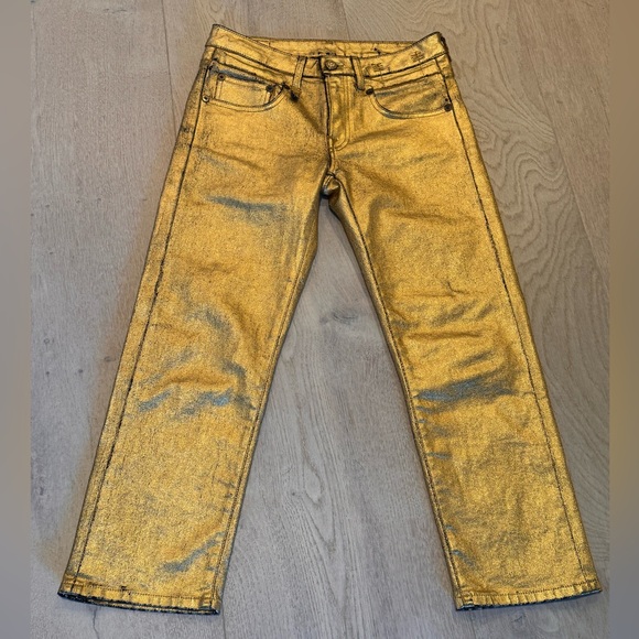 R13
Cropped metallic coated mid-rise straight-leg jeans. New without tags - Picture 8 of 15